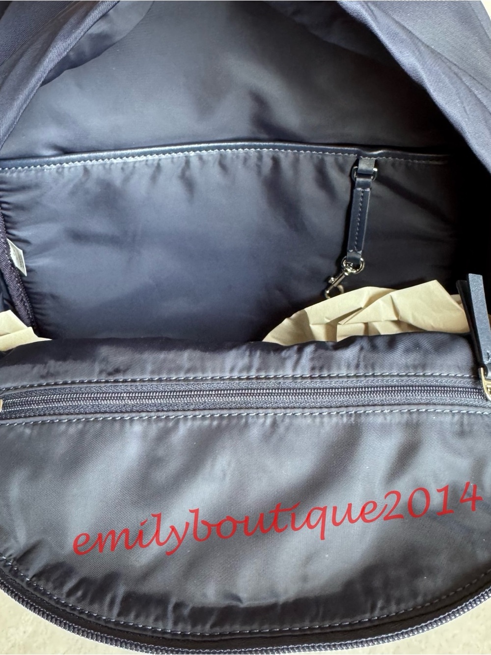 NWT Tory Burch 173559 Ella Nylon Backpack Tory Navy Medium Bag Lightweight - Picture 10 of 11
